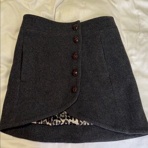 Ganni Gray Wool Mini Skirt Cocktail